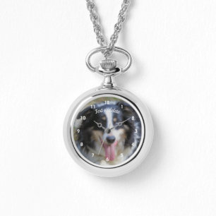 Driemaandelijkse gekleurde rand Collie Dog geperso Horloge