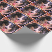 Driemaandelijkse gekleurde rand Collie Dog Persoon Cadeaupapier (Hoek)