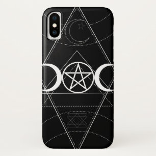 Driemaans Geometrie Pentagram Zwart & Wit Wicca iPhone X Hoesje
