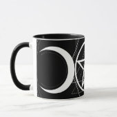 Driemaansgeometrie Pentagram Zwart & Wit Wicca Mok (Links)