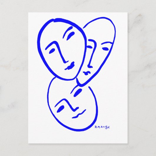 driemaskers briefkaart (Voorkant)