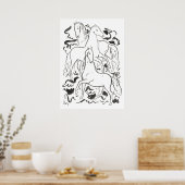 Driepaarden (ca. 1925-1930) Tekening door Leo Gest Poster (Keuken)