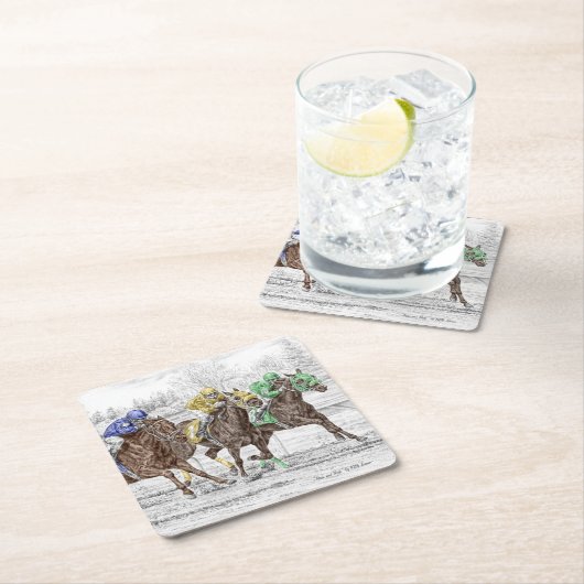 Driepaarse razen - nek en nek vierkante kartonnen onderzetter (Insitu)