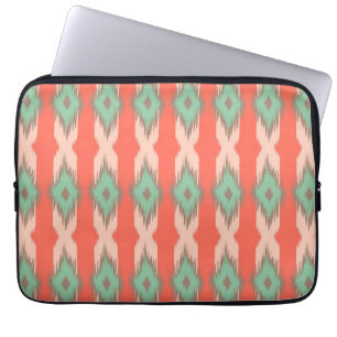 Driepartijgeometrisch ikat girale abstracte Aztec- Laptop Sleeve