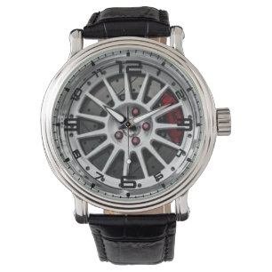 Driepuntige wielen en Mannen rode remmen Horloge