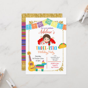 Driesta Mexican Girl Birthday Invitation Kaart