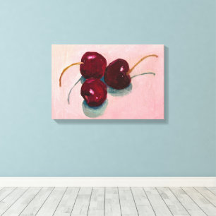 Drietal kersen olieverf fruit canvas afdruk