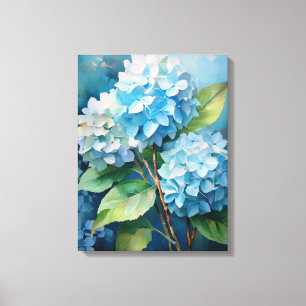 Drietal van Tranquility: Blauwe Hortensia's Canvas Afdruk
