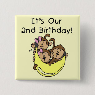 Drietallen tweede - Twee Meisjes en een Jongen Vierkante Button 5,1 Cm