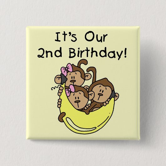 Drietallen tweede - Twee Meisjes en een Jongen Vierkante Button 5,1 Cm (Voorkant)