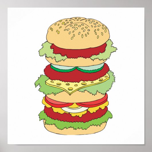 drietraps hamburger poster (Voorkant)