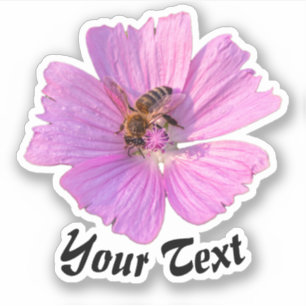 Drievige bij op roze bloemblaadjes bloemrijke lent sticker