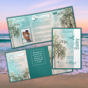 Drievoudig Beach Thleding Wedding Invitation Drieluik Uitnodiging