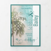 Drievoudig Beach Thleding Wedding Invitation Drieluik Uitnodiging (Cover)