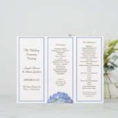 Drievoudig, Blue Hydrangea Wedding Programme (Staand voorkant)