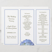 Drievoudig, Blue Hydrangea Wedding Programme (Voorkant / Achterkant)