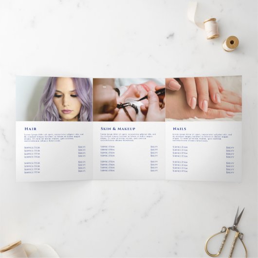 Drievoudig brochure voor parelblauw marmerontwerp drieluik kaart (Binnen)