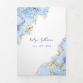 Drievoudig brochure voor parelblauw marmerontwerp drieluik kaart (Cover)