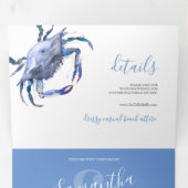 Drievoudig bruiloft voor kustblauwe krab drieluik uitnodiging (Binnenzijde eerst)