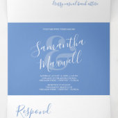 Drievoudig bruiloft voor kustblauwe krab drieluik uitnodiging (Binnenkant midden)