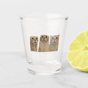 Drievoudig Kwijlende Dwaze Katten Meme Shot Glas