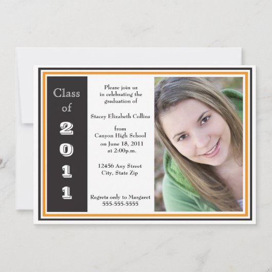 Drievoudig Lijst Afstuderen (zwart en oranje) Kaart (Voorkant)