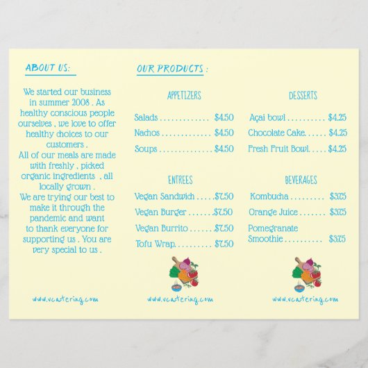 Drievoudig menu Restaurant Brochure met Coupon (Achterkant)