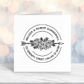 Drievoudig Pijl-Roos Bloemen Kolom Ronde Adres Zelfinktende Stempel