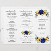 Drievoudig programma voor Royal Blue Sunflower Wed (Voorkant / Achterkant)