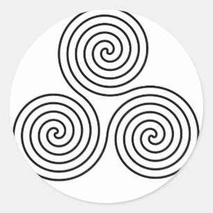 Drievoudig spiraalsymbool. ronde sticker
