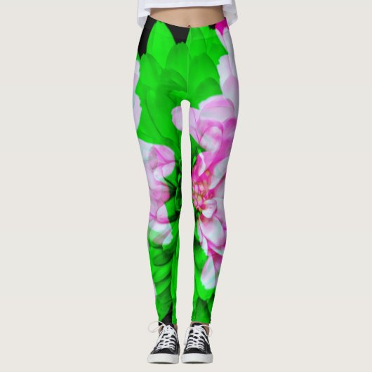 Drievoudige Bloem Kunst Abstracte Leggings (Voorkant)