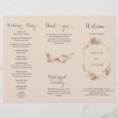 Drievoudige boho bloemenbruiloft programma Flyer (Voorkant)