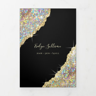 Drievoudige brochure goudhoudende glitter drieluik kaart