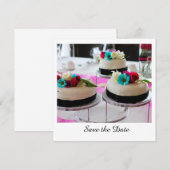 Drievoudige cake save the date (Voorkant / Achterkant)