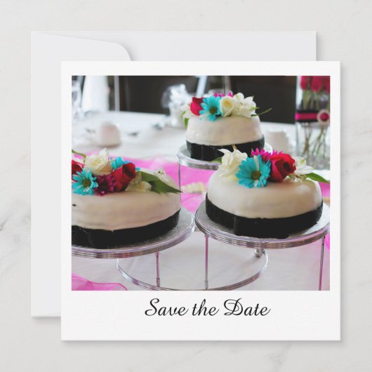 Drievoudige cake save the date (Voorkant)