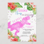 Drievoudige dinosauruszusvervroegde uitnodiging (Voorkant / Achterkant)