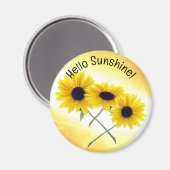 Drievoudige gele zonnebloem Aangepaste tekst Magneet (Voorkant / Achterkant)