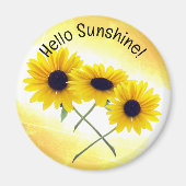 Drievoudige gele zonnebloem Aangepaste tekst Magneet (Voorkant)