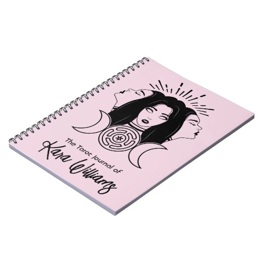 Drievoudige Godin Hecate Zwart & Roze Wicca Tarot Notitieboek (Linkerzijde)