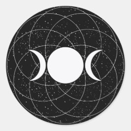 Drievoudige Godin Maan op Zwart Ronde Sticker