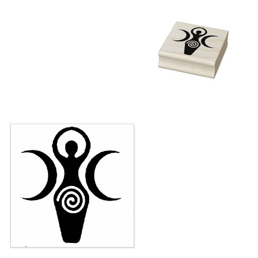 Drievoudige Godin Maan Rubber Stamp 2" x 2" Rubberstempel (Gestempeld)