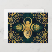 Drievoudige godin met tris - goud en groen briefkaart (Voorkant / Achterkant)
