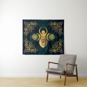 Drievoudige godin met tris - goud en groene tape wandkleed (In Situ (horizontaal))