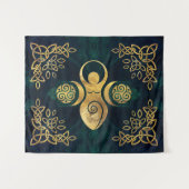 Drievoudige godin met tris - goud en groene tape wandkleed (Voorkant (horizontaal))