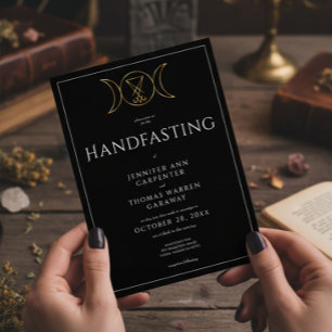 Drievoudige Godin Wiccan Maan Zwart Handfast Twee  Kaart