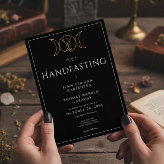 Drievoudige Godin Wiccan Maan Zwart Handfast Twee Kaart