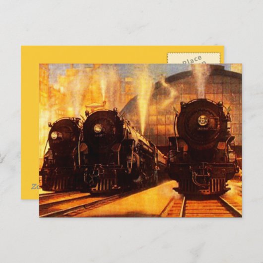 Drievoudige locomotieven op het BRIEFKAART van het (Voorkant / Achterkant)