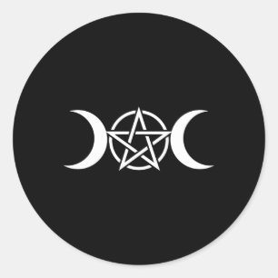 Drievoudige Maan Godin Pentakel Pagan Wiccan Occul Ronde Sticker