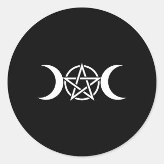 Drievoudige Maan Godin Pentakel Pagan Wiccan Occul Ronde Sticker