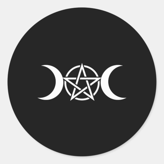Drievoudige Maan Godin Pentakel Pagan Wiccan Occul Ronde Sticker (Voorkant)